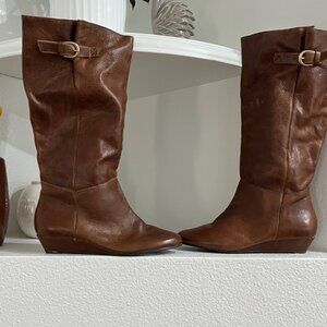 Steve by Steve Madden Leather boots Cognac Fall Prairie Vintage Career Size 9.5